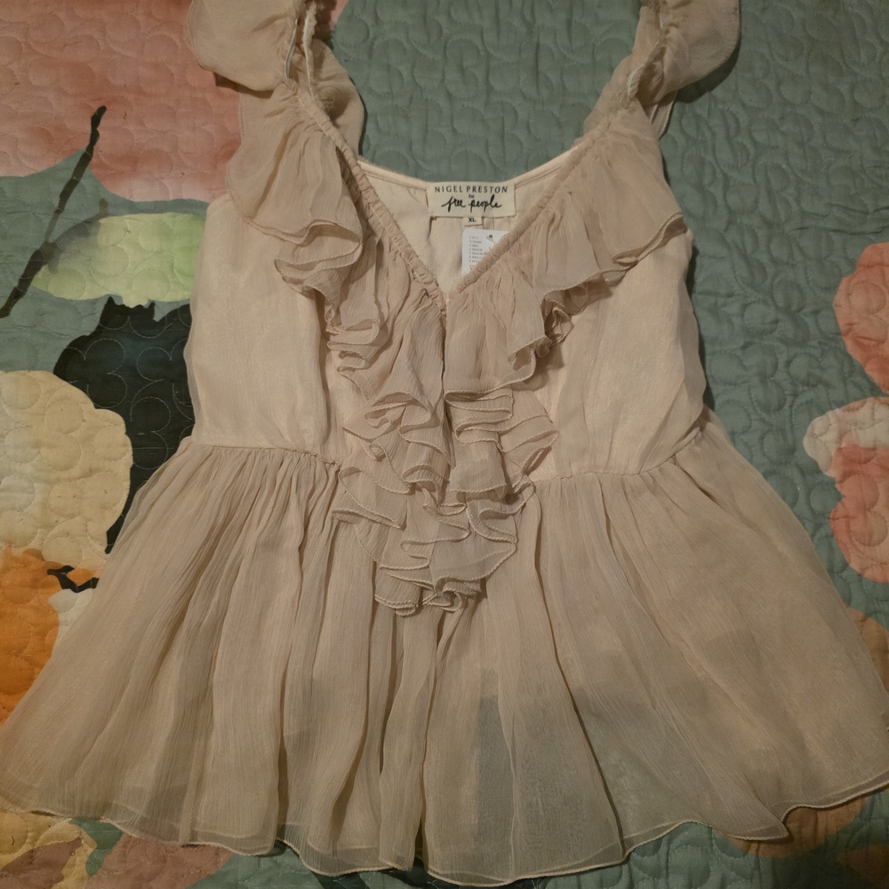 Free People Blush Ruffle Tank Top